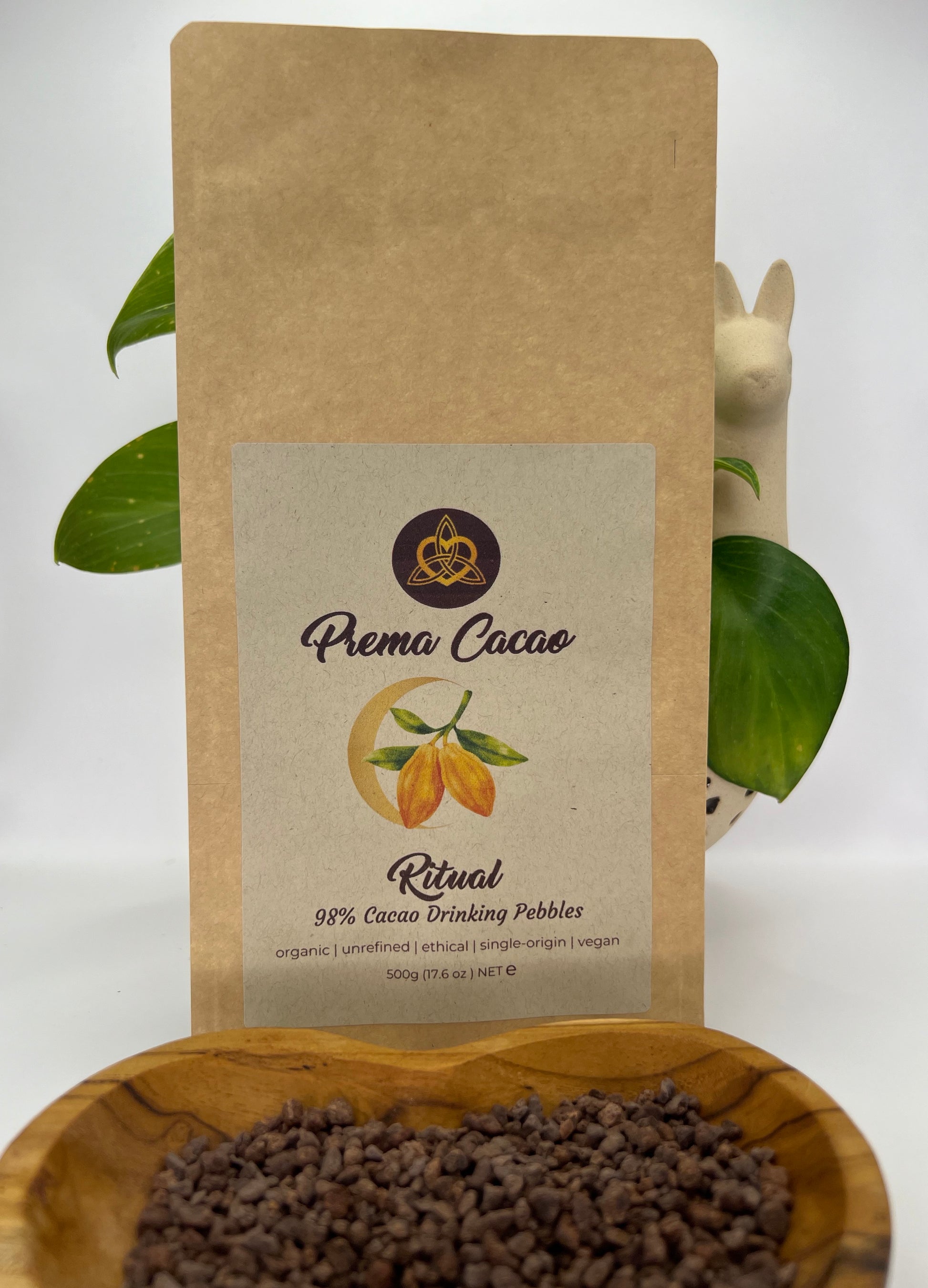 Prema Cacao's Ritual Blend for daily ritual, 98% Cacao drinking pebbles 500g