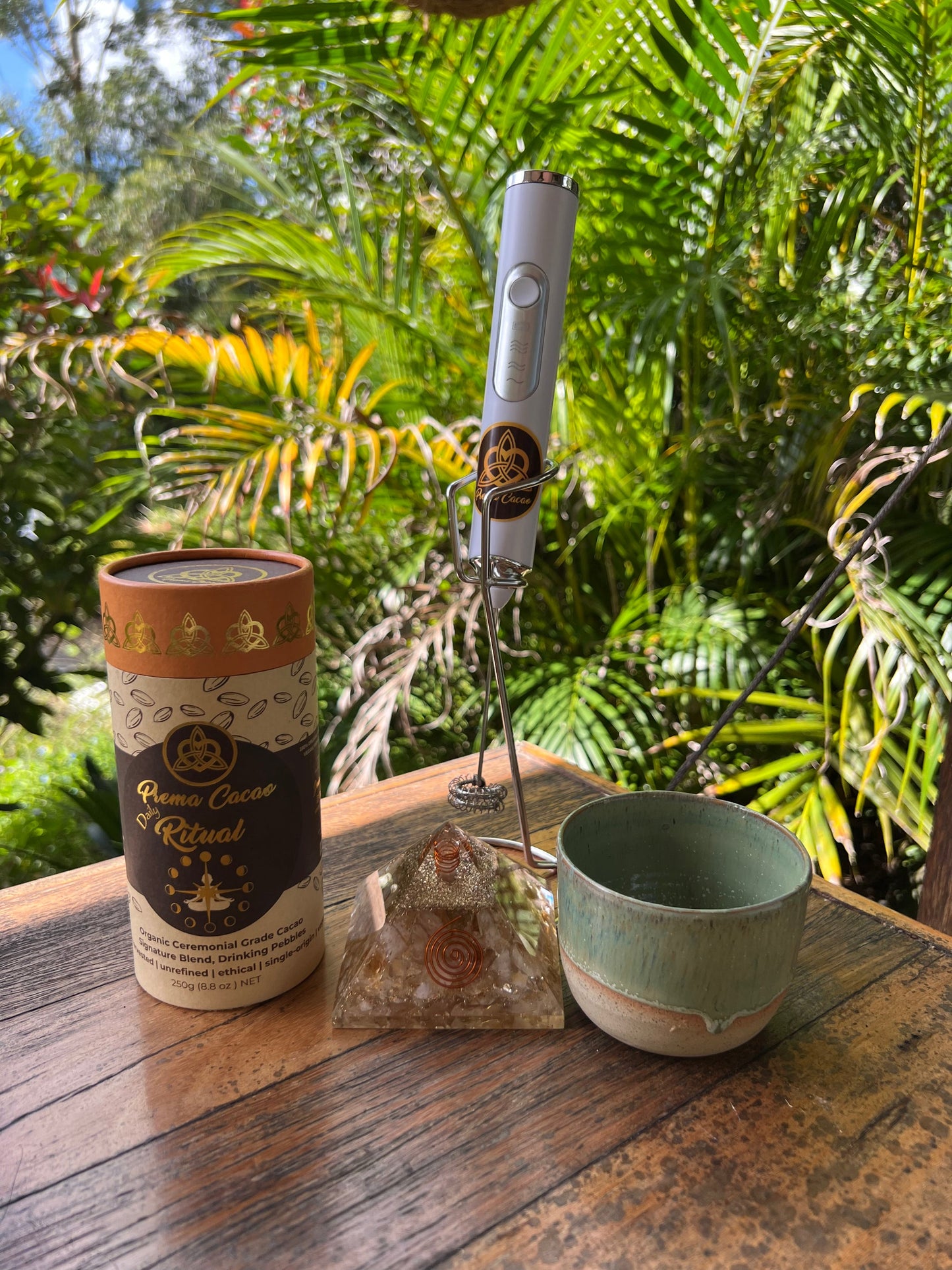 Self Love bundle contents with ceremonial cacao and accessories