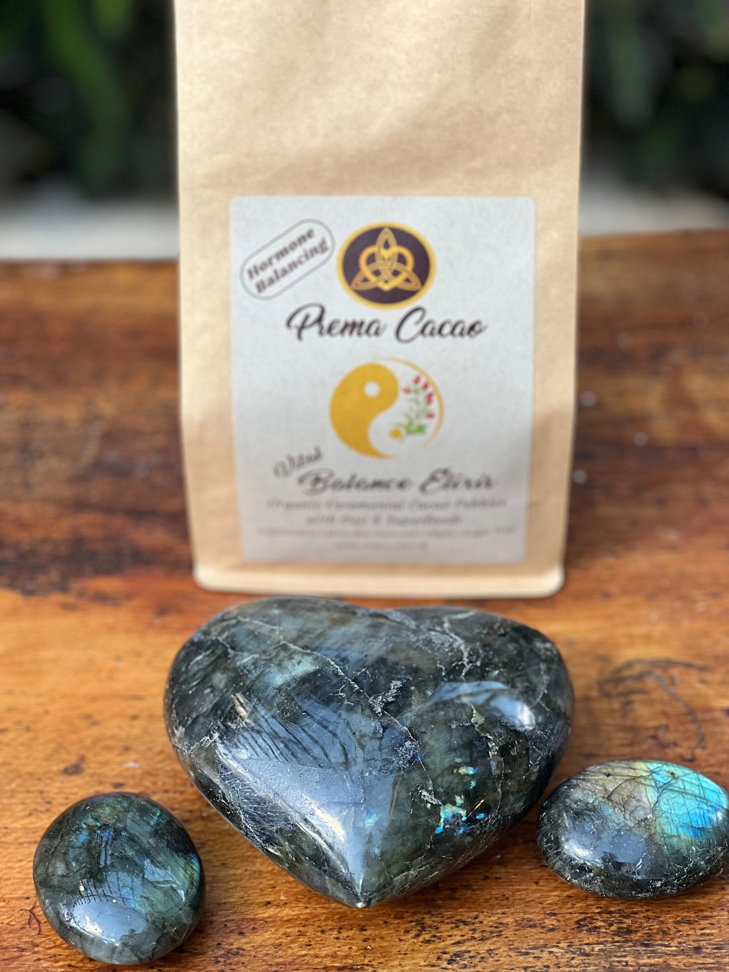 Prema Cacao Balance adaptogen cacao blend served as a creamy hot drink