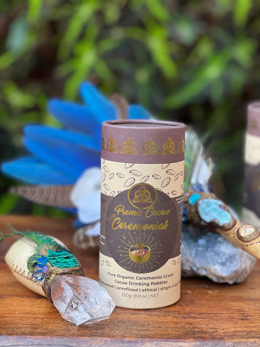 Peruvian Criollo ceremonial cacao pebbles by Prema Cacao