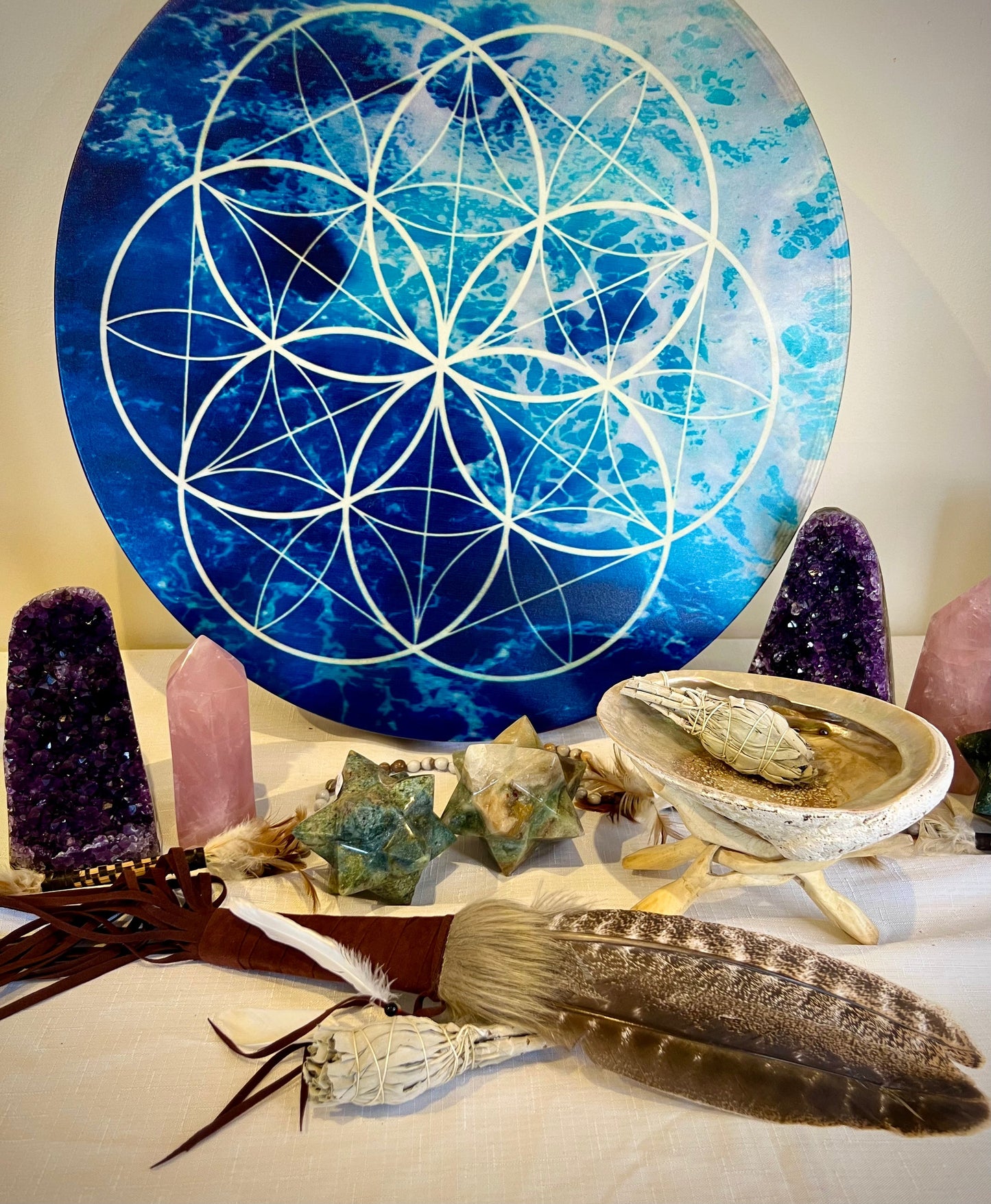 Handcrafted feather wand included in the complete smudging kit